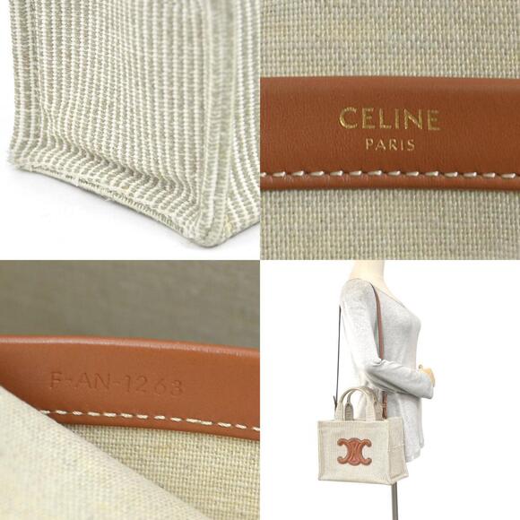 Celine Small Cabas Thais Handbag Shoulder Bag in Brown and Beige Canvas/Leath... - Picture 5 of 5